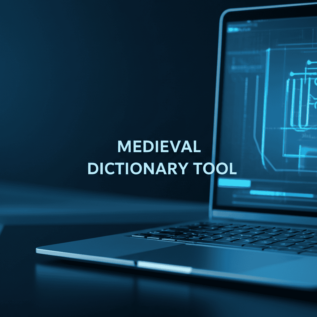 An open ancient book with text, symbolizing a medieval dictionary tool